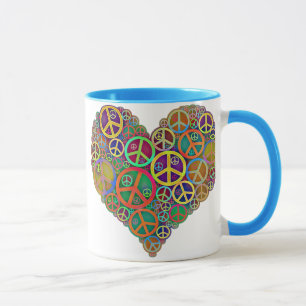 Retro Vintages Friedensherz Tasse
