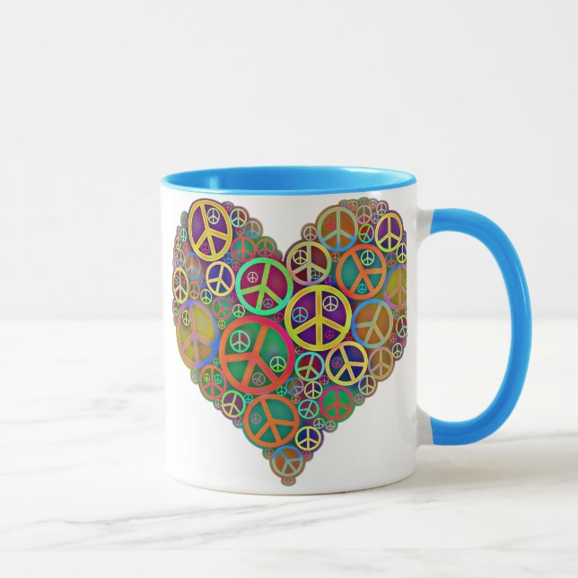 Retro Vintages Friedensherz Tasse (Rechts)