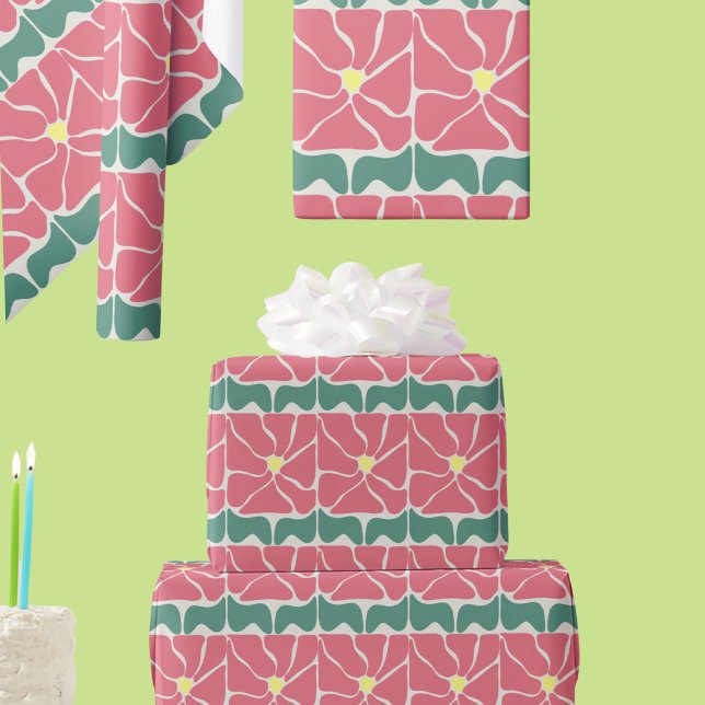 Retro-Vintages Geschenkpapier mit grüner Roter Flo (Von Creator hochgeladen)