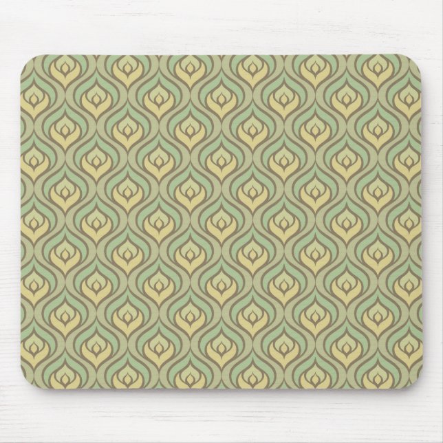 Retro Vintages grünes und gelbes Muster Mousepad (Vorne)