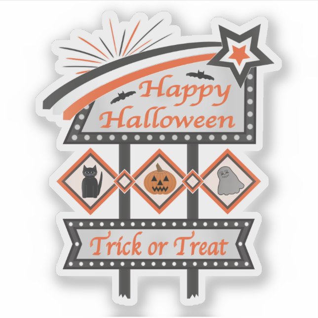 Retro Vintages Halloween-Zeichen - Trick oder Tret Aufkleber (Vorderseite)
