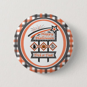 Retro Vintages Halloween-Zeichen - Trick oder Tret Button