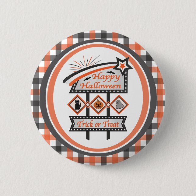 Retro Vintages Halloween-Zeichen - Trick oder Tret Button (Vorderseite)