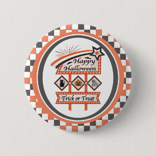 Retro Vintages Halloween-Zeichen - Trick oder Tret Button