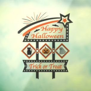 Retro Vintages Halloween-Zeichen - Trick oder Tret Fensteraufkleber