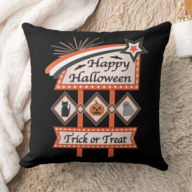 Retro Vintages Halloween-Zeichen - Trick oder Tret Kissen (Decke)