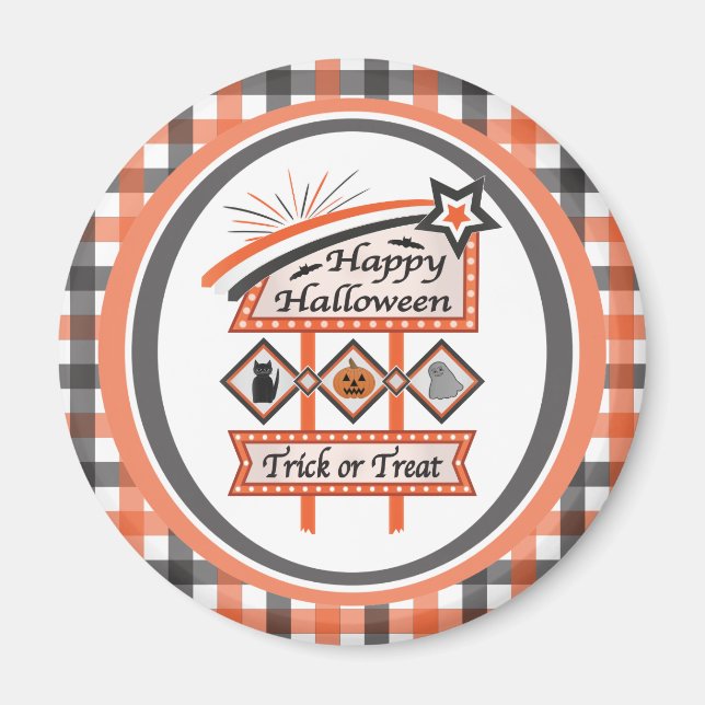 Retro Vintages Halloween-Zeichen - Trick oder Tret Magnet (Vorne)