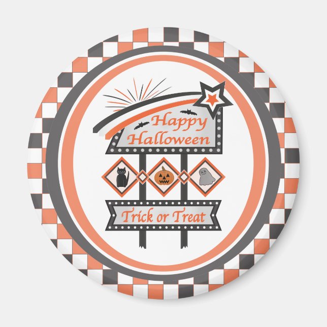 Retro Vintages Halloween-Zeichen - Trick oder Tret Magnet (Vorne)