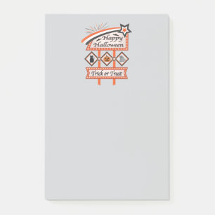 Retro Vintages Halloween-Zeichen - Trick oder Tret Post-it Klebezettel