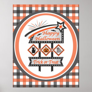 Retro Vintages Halloween-Zeichen - Trick oder Tret Poster