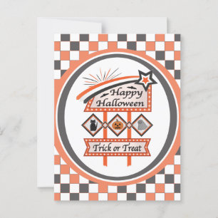 Retro Vintages Halloween-Zeichen - Trick oder Tret Postkarte