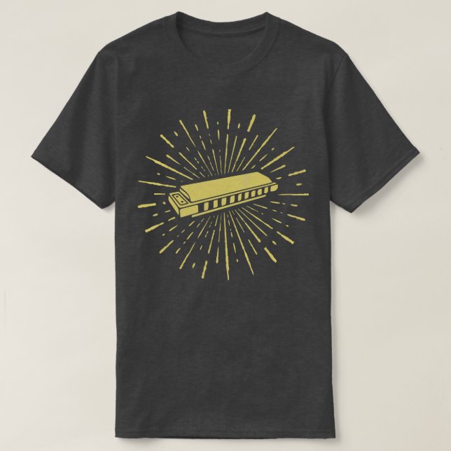 Retro-Vintages Harmonica-Cooles Instrument T-Shirt (Design vorne)