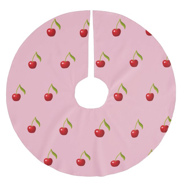 Retro Vintages Hübsches rotes Kirschrottmuster Polyester Weihnachtsbaumdecke (Vorderseite)