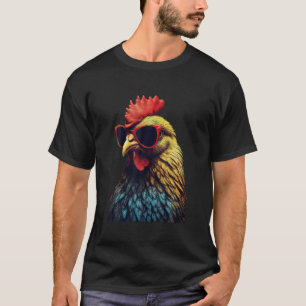 Retro Vintages Hühnchen Coole Rooster Tragen Sungl T-Shirt