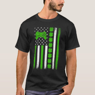 Retro Vintages Irish USA Flag Sport Video Game St T-Shirt