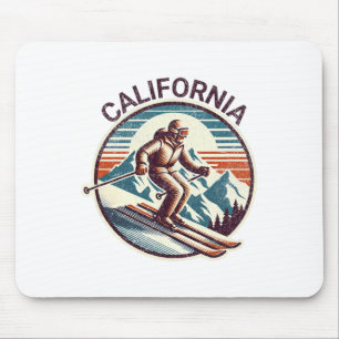 Retro Vintages kalifornisches Skigebiet Winterski Mousepad