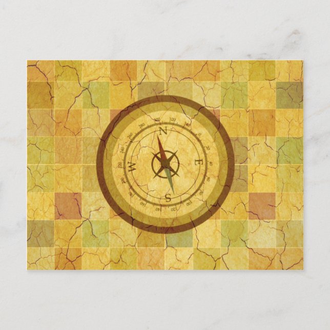 Retro Vintages, mehrfarbiges Kompassdesign Postkarte (Vorderseite)