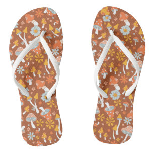 Retro-Vintages Mushroom-Blume Muster Flip Flops