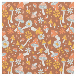 Retro-Vintages Mushroom-Blume Muster Stoff