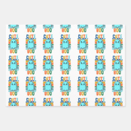 Retro Vintages Niedliches Halloween-Ghost Geschenkpapier Set