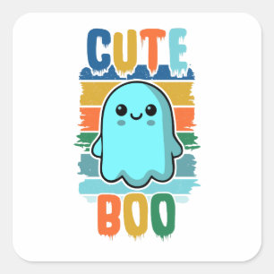Retro Vintages Niedliches Halloween-Ghost Quadratischer Aufkleber