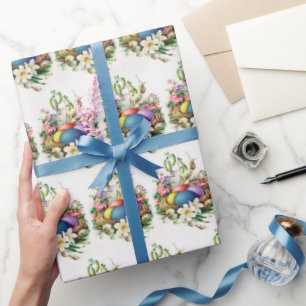 Retro-Vintages Ostereier-Körbchen-Party Geschenkpapier