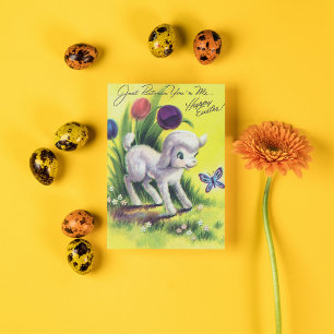 Retro-Vintages Osterlamm Feiertagspostkarte