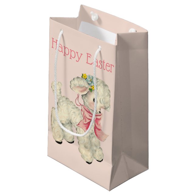 Retro/Vintages Ostern-Lamm Kleine Geschenktüte (Vorderseite Schrägansicht)