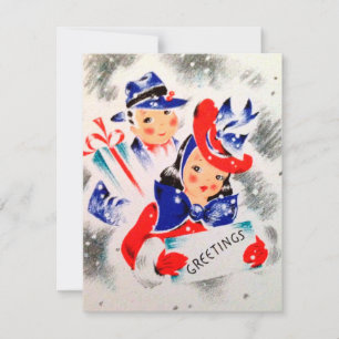 Retro Vintages Paar E-Mail-Karte Feiertagskarte