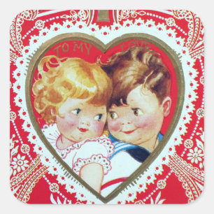 Retro Vintages Paar Holiday Valentine Aufkleber