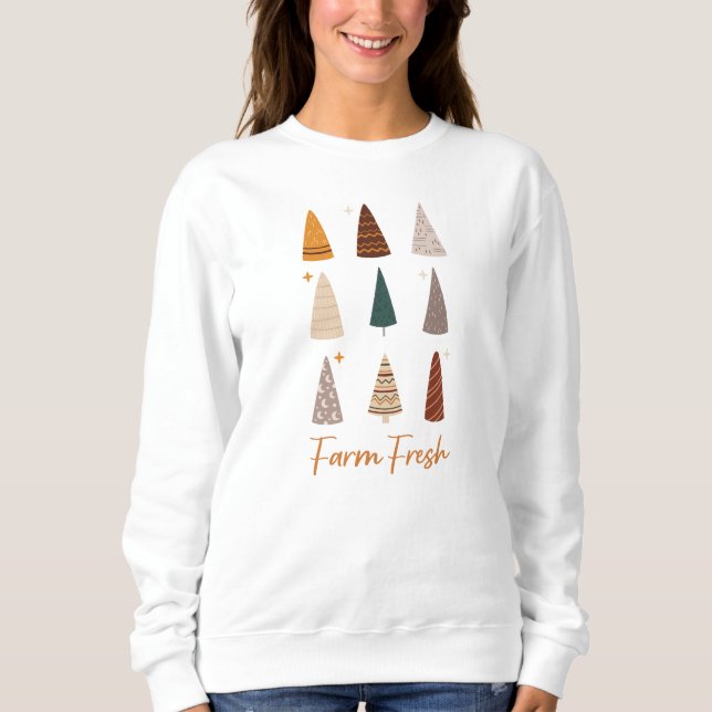 Retro-Vintages Rastermuster Weihnachtsbaum Sweatshirt (Vorderseite)