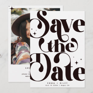 Retro Vintages Save the Date Foto SCHWARZ-WEISS Ankündigung