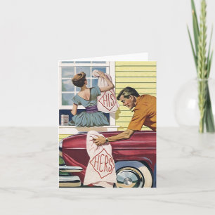 Retro Vintages sein ihrs Paarehousewarming-Karte Einladung