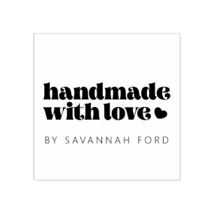 Retro Vintages Skript Handmade mit Liebe Gummistempel