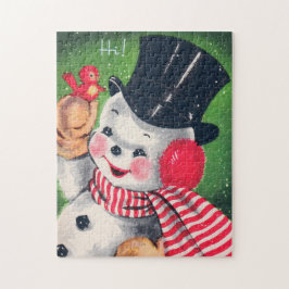 Retro Vintages Snowman Feiertags-Kartenpuzzlespiel Puzzle