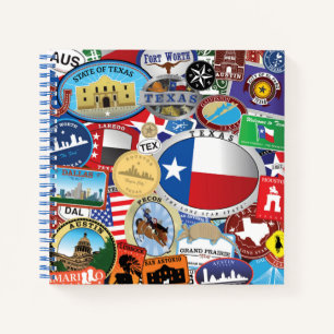 Retro Vintages Texas Sticker Muster Notizbuch