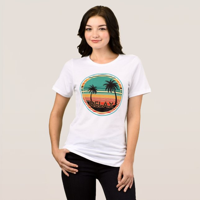 Retro Vintages tropisches Paradies Tri-Blend Shirt (Vorderseite voll)