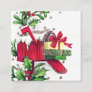 Retro Vintages Weihnachten addieren Quadratische Visitenkarte