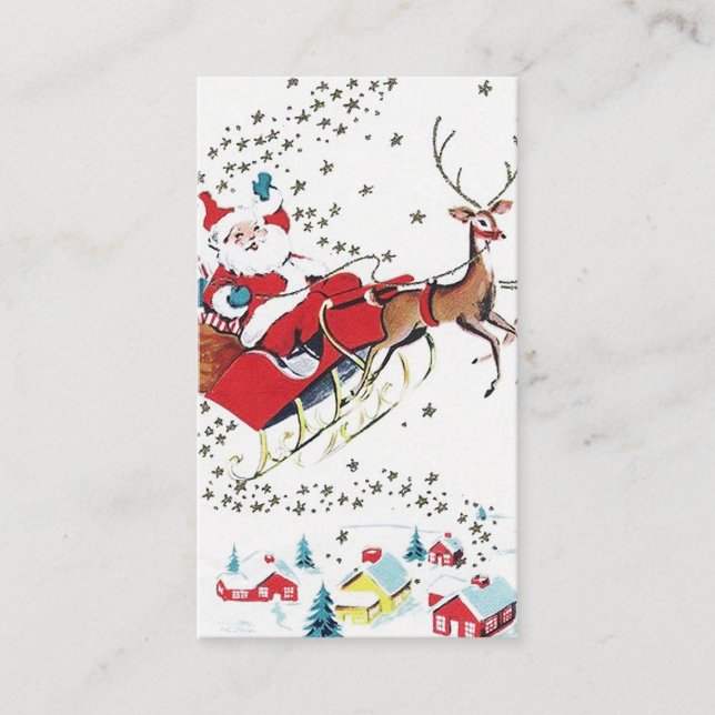 Retro Vintages Weihnachten Sankt addieren Visitenkarte (Vorderseite)