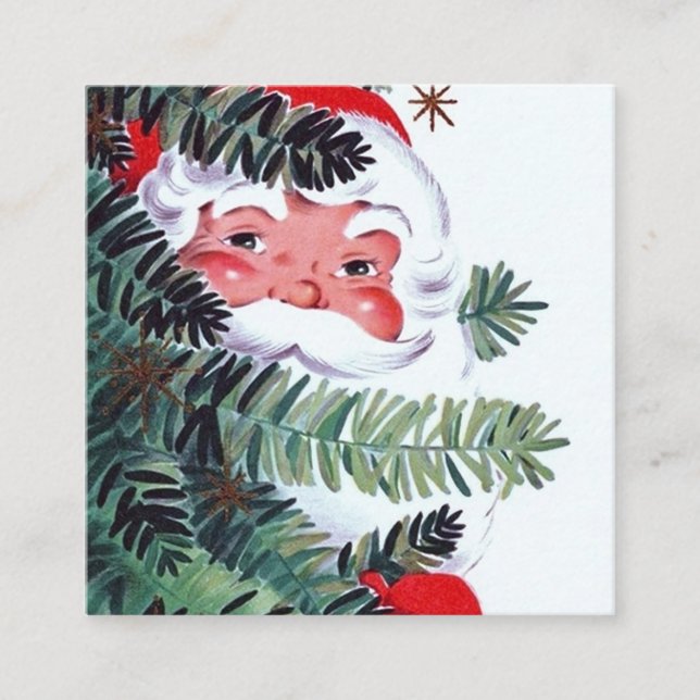 Retro Vintages Weihnachten Sankt Quadratische Visitenkarte (Vorderseite)