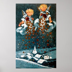 Retro Vintages Weihnachtsfeiertags-Engelsplakat Poster