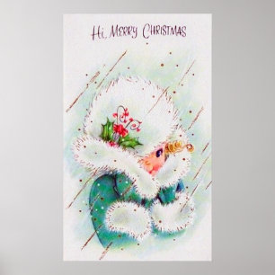 Retro Vintages Weihnachtsfeiertags-Mädchenplakat Poster