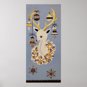 Retro Vintages Weihnachtsfeiertags-Renplakat Poster