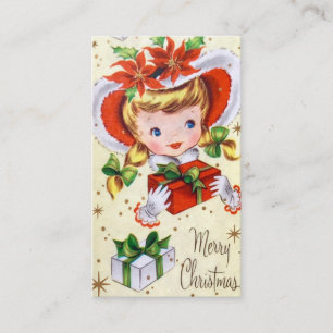 Retro Vintages Weihnachtsmädchen addieren Visitenkarte