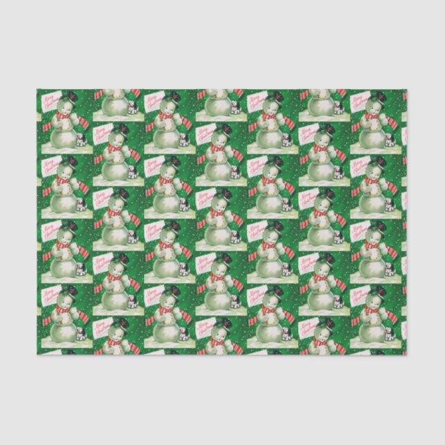 Retro Vintages Weihnachtssnowman Feiertagsgewebe Seidenpapier (Vorderseite)