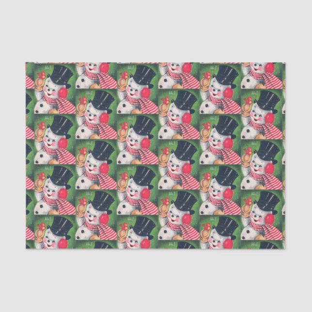 Retro Vintages Weihnachtssnowman-Partygewebe Seidenpapier (Vorderseite)