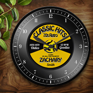 Retro-Vinyl-45-Schallplatte Personalisierte Wanduh Große Wanduhr