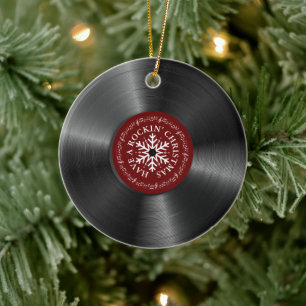 Retro Vinyl Album Vintag Record Weihnachten Keramik Ornament