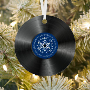 Retro Vinyl Album Vintag Record Weihnachten  Ornament Aus Metall