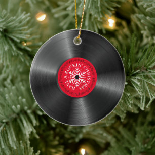 Retro-Vinyl-Album Vintage-Schallplatte Weihnachten Keramik Ornament